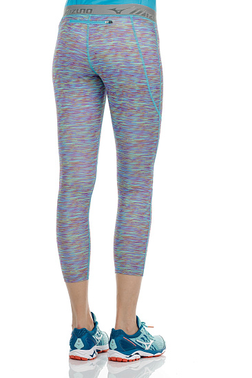 Тайтсы женские Mizuno Impulse Printed Long Мульти/Голубой - Фото 5 большая