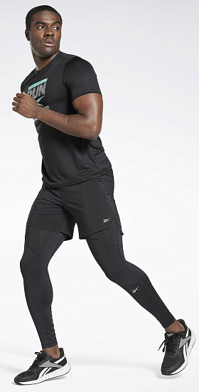 Тайтсы мужские Reebok Running Speedwick Tight Черный - Фото 4 большая