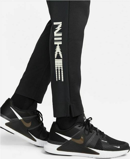 Брюки мужские Nike Q5 Flc Taper Black/Black/Light Bone - Фото 4 большая
