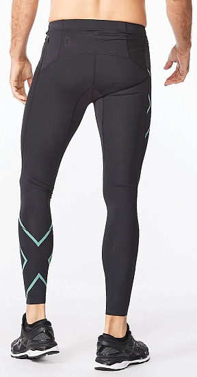 Тайтсы мужские 2XU Light Speed Compression Black/Silver Sage Reflective - Фото 3 большая