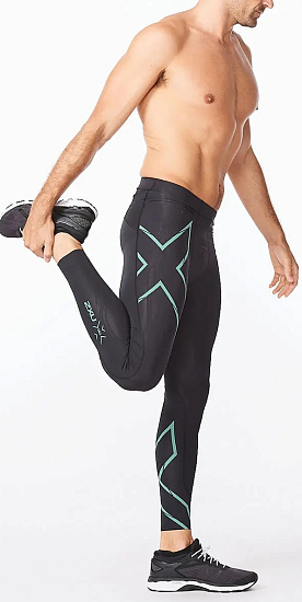 Тайтсы мужские 2XU Light Speed Compression Black/Silver Sage Reflective - Фото 4 большая