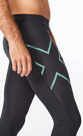 Тайтсы мужские 2XU Light Speed Compression Black/Silver Sage Reflective - Фото 7 большая