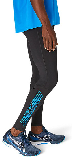 Тайтсы мужские ASICS Icon Black/Electric Blue - Фото 3 большая