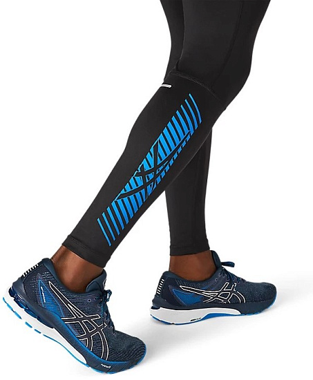 Тайтсы мужские ASICS Icon Black/Electric Blue - Фото 5 большая