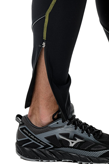 Брюки мужские Loffler Running Black/Lime - Фото 2 большая