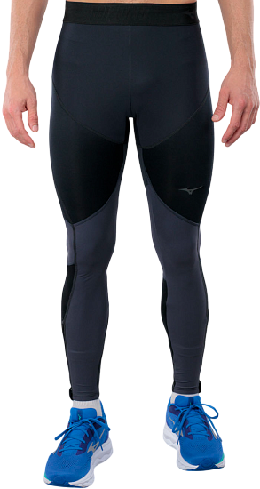 Тайтсы мужские Mizuno Tech Thermal Charge L Black/Odyssey Gray - Фото 1 большая