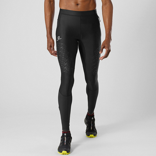 Тайтсы мужские Salomon Fast Wing Long Black - Фото 2 большая