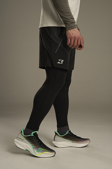 Тайтсы мужские Anta Running 2in1 Black - Фото 5 большая