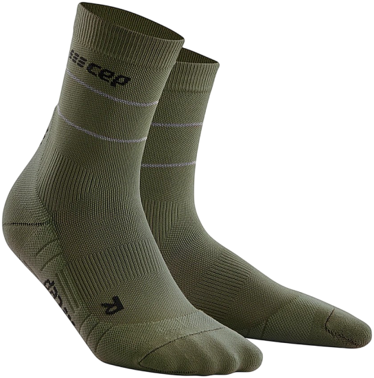Носки мужские CEP C103RM Reflective Compression Mid Cut Dark Green - Фото 1 большая