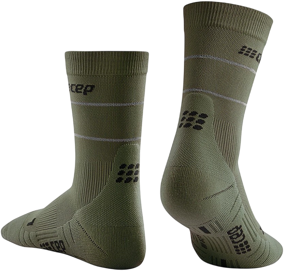 Носки мужские CEP C103RM Reflective Compression Mid Cut Dark Green - Фото 2 большая