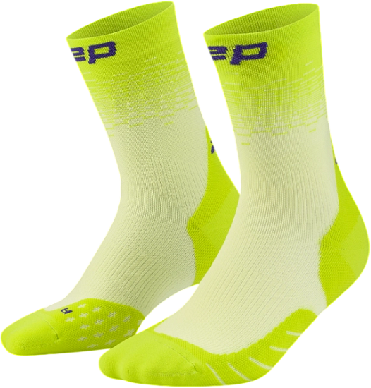 Носки мужские CEP C106FM Core Run Edt. Fade Compression Mid Cut Lime/Blue - Фото 3 большая