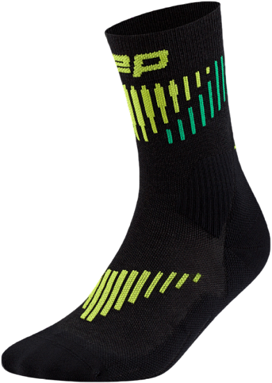 Носки женские CEP C025W Core Run Merino Mid Cut 3.0 Black/Lime - Фото 1 большая