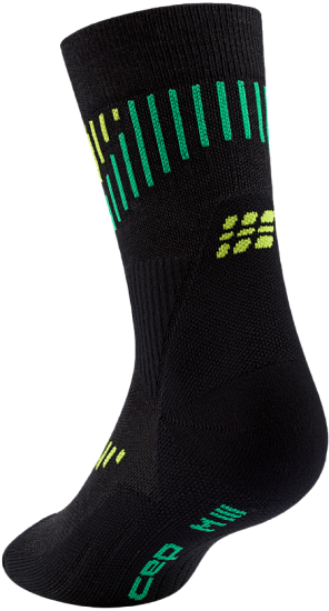 Носки женские CEP C025W Core Run Merino Mid Cut 3.0 Black/Lime - Фото 2 большая