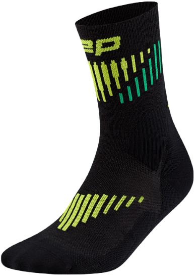 Носки мужские CEP C025M Core Run Merino Mid Cut 3.0 Black/Lime - Фото 2 большая
