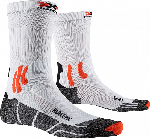 Носки X-Socks Run Epic White/Orange/Black - Фото 1 большая