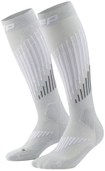 Носки женские CEP C225W Core Run Merino Tall Compression Grey/White - Фото 1 большая