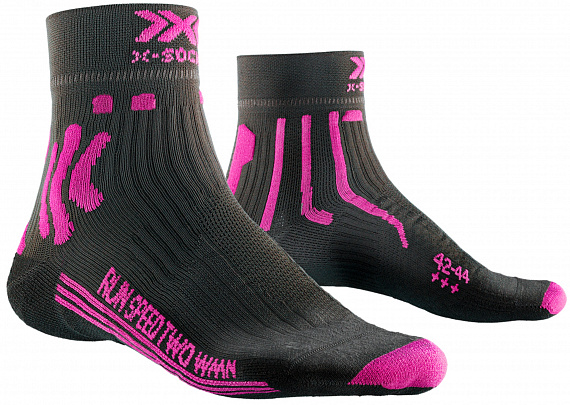 Носки женские X-Socks Run Speed Two 4.0 Dolomite Grey/Neon Flamingo - Фото 1 большая