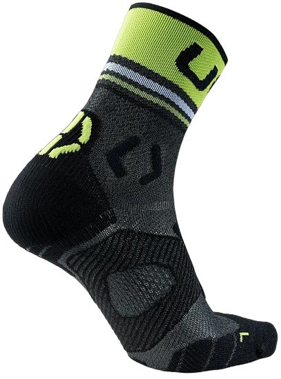 Носки мужские UYN Runner'S One Short Grey Melange/Lime Green - Фото 3 большая