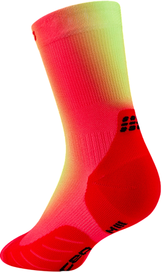 Носки женские CEP C10EW Core Run Edt. Gradient Mid Cut 5.0 Red/Lime - Фото 2 большая