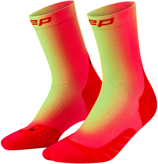 Носки мужские CEP C10EM Core Run Edt. Gradient Mid Cut 5.0 Red/Lime - Фото 3 большая