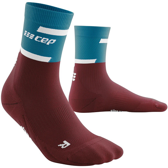 Носки женские CEP C104W The Run Compression Mid Cut Petrol/Dark Red - Фото 1 большая