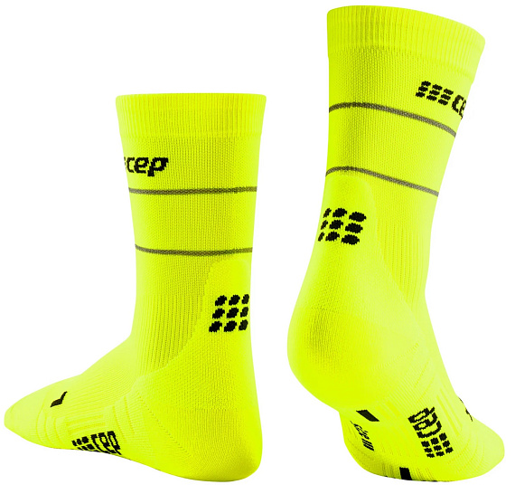 Носки мужские CEP C103RM Reflective Compression Mid Cut Neon Yellow - Фото 2 большая