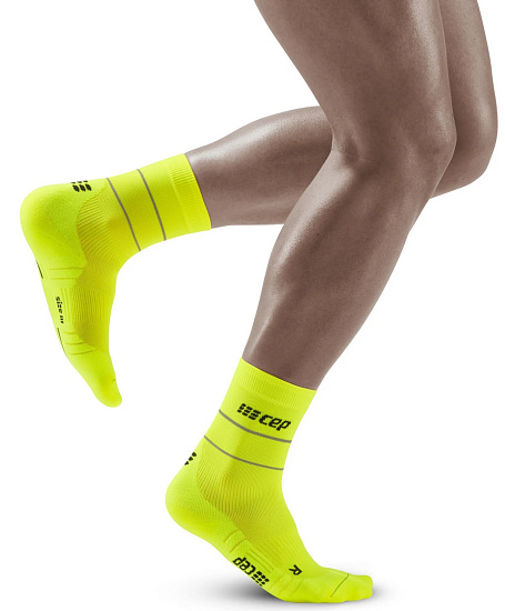 Носки мужские CEP C103RM Reflective Compression Mid Cut Neon Yellow - Фото 4 большая