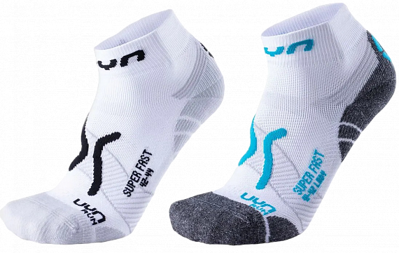 Носки женские UYN Run Super Fast 2Prs White/Black-White/Turquoise - Фото 1 большая