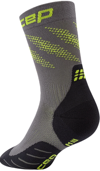 Носки женские CEP C10YW Core Run Edt. Elliptic Mid Cut Dark Grey/Lime - Фото 2 большая