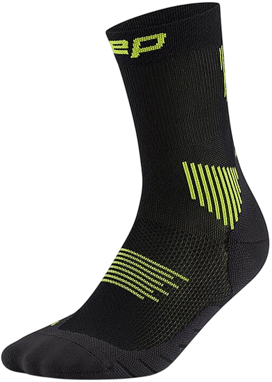 Носки женские CEP C105W Core Run Mid Cut 5.0 Black/Lime - Фото 1 большая