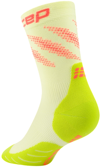 Носки мужские CEP C10YM Core Run Edt. Elliptic Mid Cut Lime/Neon Coral - Фото 2 большая