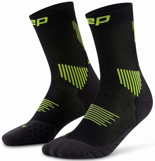 Носки мужские CEP C105M Core Run Mid Cut, 5.0 Black/Lime - Фото 2 большая