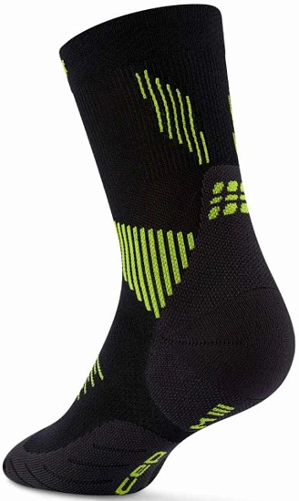 Носки мужские CEP C105M Core Run Mid Cut, 5.0 Black/Lime - Фото 3 большая