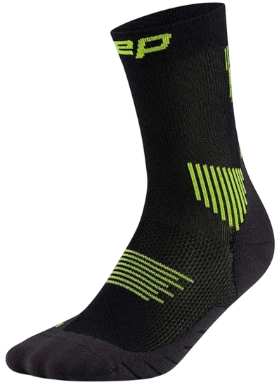 Носки мужские CEP C105M Core Run Mid Cut, 5.0 Black/Lime - Фото 1 большая
