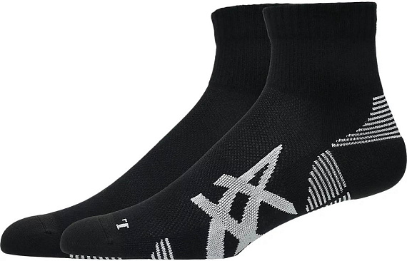 Носки ASICS 2Ppk Cushion Run Quarter Performance Black/Performance Black - Фото 1 большая
