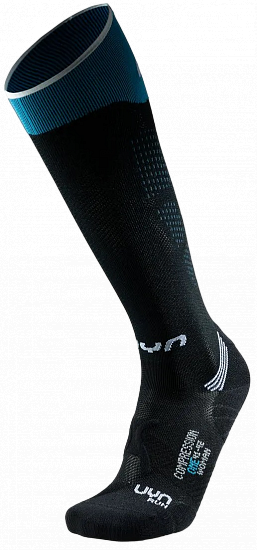 Носки женские UYN Run Compression One Black/Turquoise - Фото 1 большая