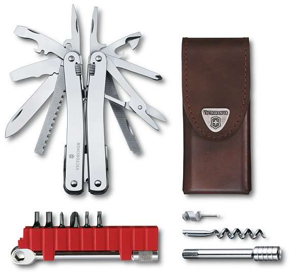 Мультитул Victorinox SwissTool Spirit X Plus Ratchet, 105 мм, 36 функций (кожаный чехол) - Фото 2 большая