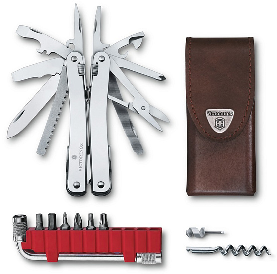 Мультитул Victorinox SwissTool Spirit X Plus, 105 мм, 35 функций (кожаный чехол) - Фото 2 большая