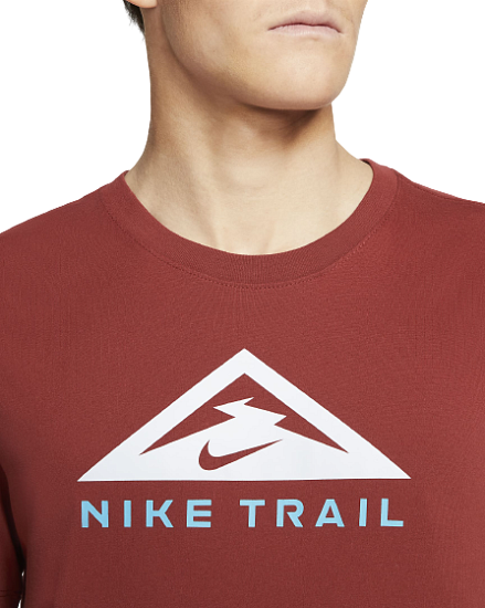 Футболка мужская Nike Drifit Trail Dark Cayenne - Фото 4 большая