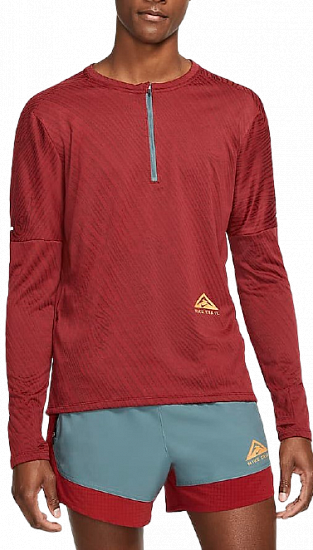 Футболка мужская Nike Drifit Element 1/2 Zip Trail Dark Cayenne/Bronze - Фото 1 большая