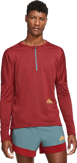 Футболка мужская Nike Drifit Element 1/2 Zip Trail Dark Cayenne/Bronze - Фото 2 большая