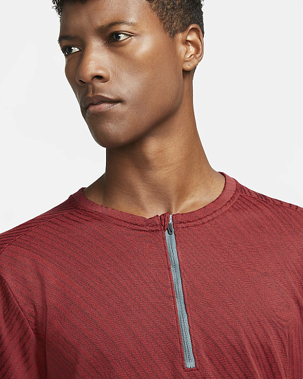 Футболка мужская Nike Drifit Element 1/2 Zip Trail Dark Cayenne/Bronze - Фото 4 большая