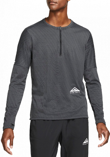 Футболка мужская Nike Drifit Element 1/2 Zip Trail Black - Фото 1 большая