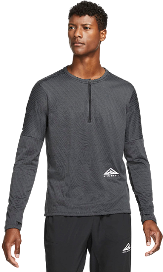 Футболка мужская Nike Drifit Element 1/2 Zip Trail Black - Фото 2 большая