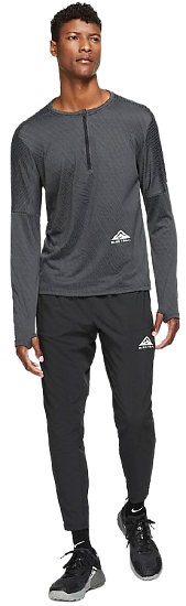 Футболка мужская Nike Drifit Element 1/2 Zip Trail Black - Фото 10 большая