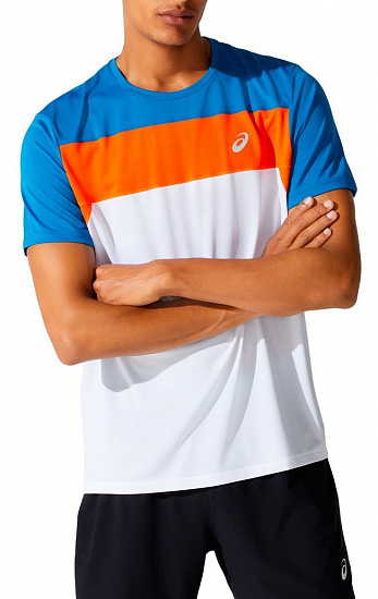Футболка мужская ASICS Race Ss Brilliant White/Reborn Blue - Фото 1 большая