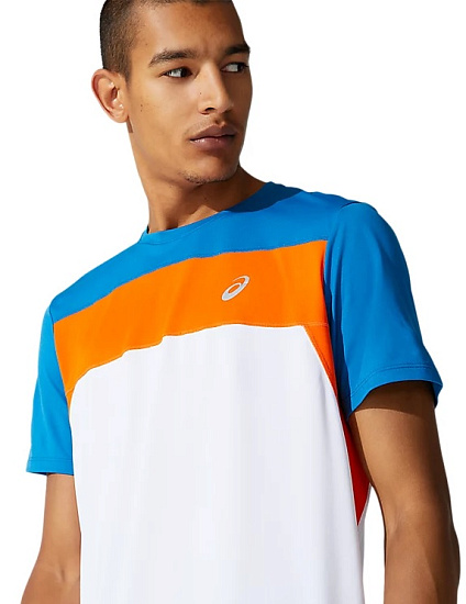 Футболка мужская ASICS Race Ss Brilliant White/Reborn Blue - Фото 5 большая