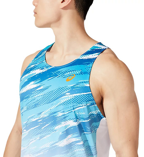 Майка мужская ASICS Color Injection Brilliant White/Rebron Blue - Фото 5 большая