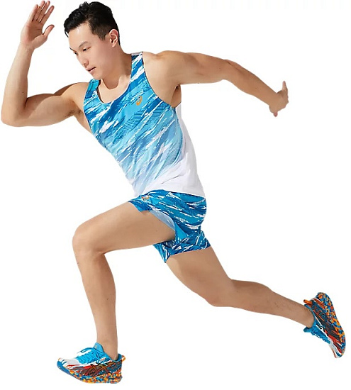 Майка мужская ASICS Color Injection Brilliant White/Rebron Blue - Фото 6 большая