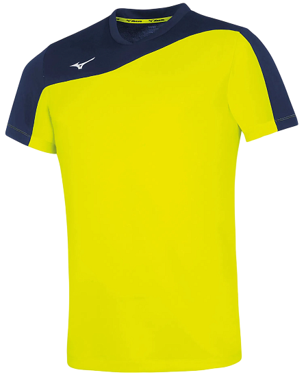 Футболка мужская Mizuno Authentic Myou Yellow Fluo/Navy - Фото 1 большая